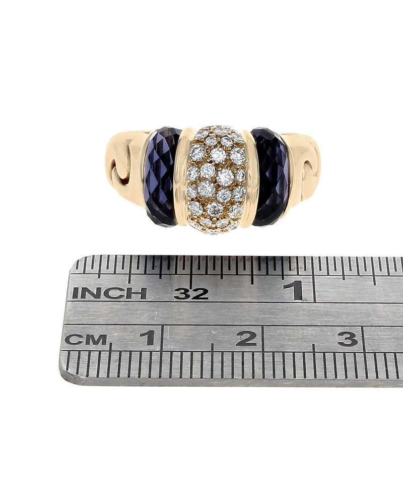 Bvlgari Iolite Slice and Diamond Pave Ring