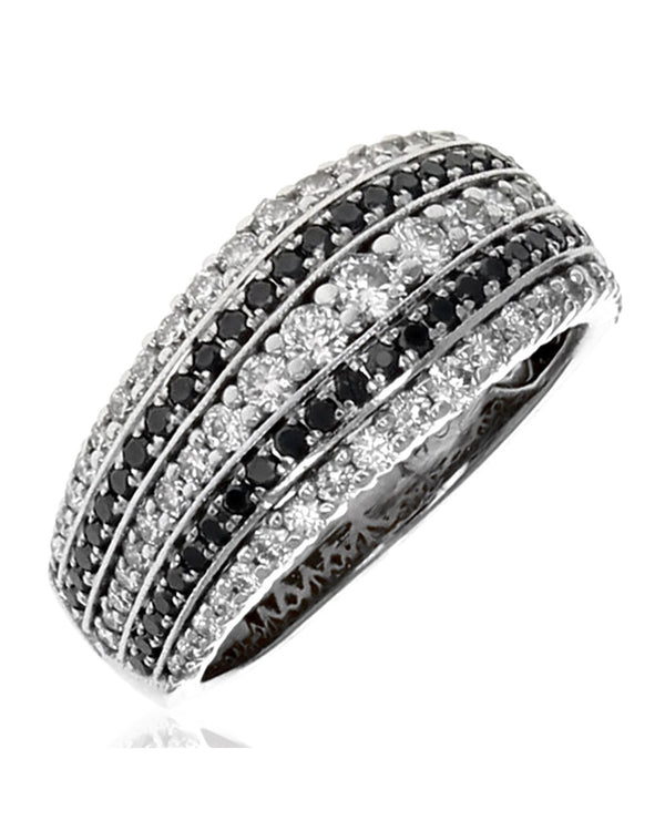 5 Row Alternating White and Black Diamond Band