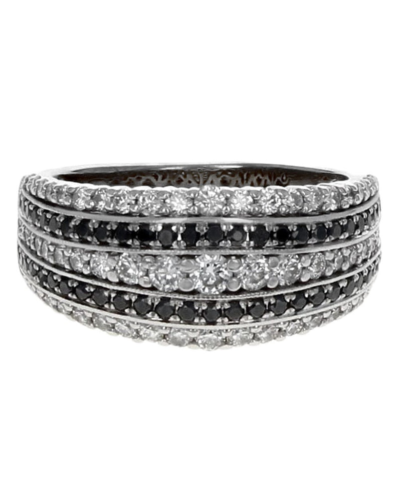 5 Row Alternating White and Black Diamond Band