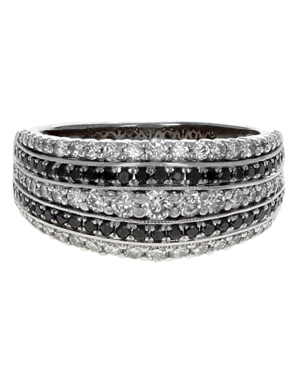 5 Row Alternating White and Black Diamond Band