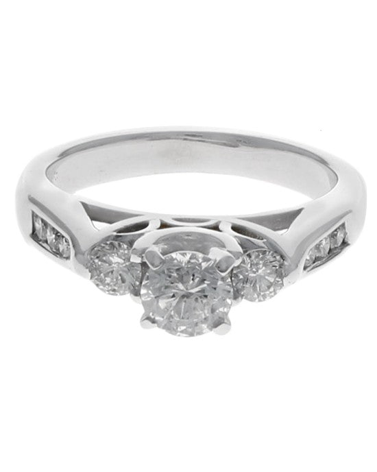 3 Stone Diamond Engagement Ring in White Gold