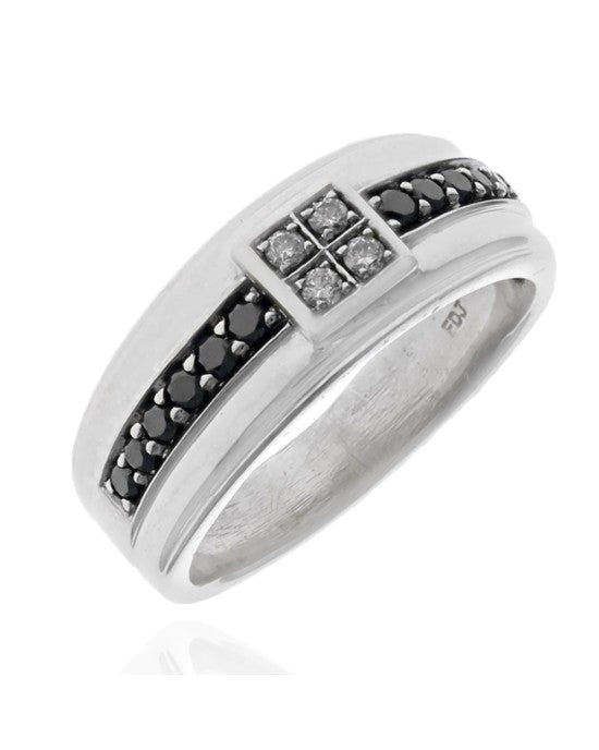 Gentlemans Black and White Diamond Band