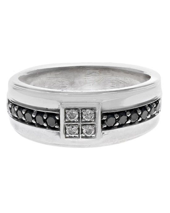 Gentlemans Black and White Diamond Band