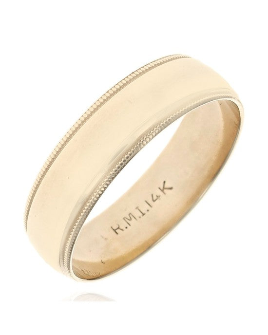 Gentlemen's Milgrain Accent Comfort Fit Band in Yellow Gold