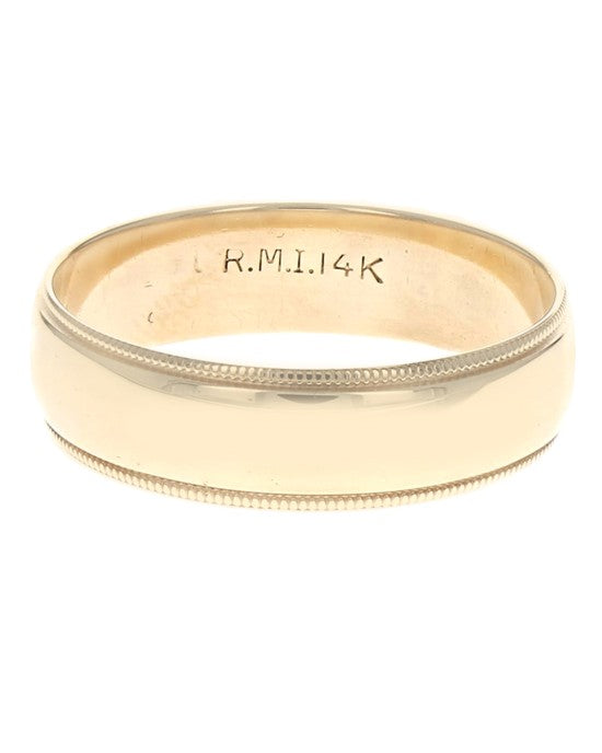 Gentlemen's Milgrain Accent Comfort Fit Band in Yellow Gold