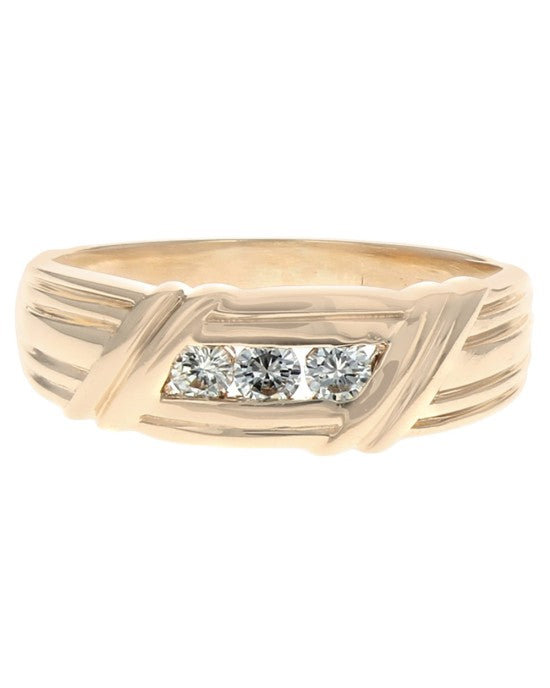 Gentleman's Diamond Fluted Band