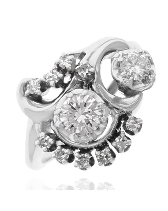 Diamond Floral Motif Ring