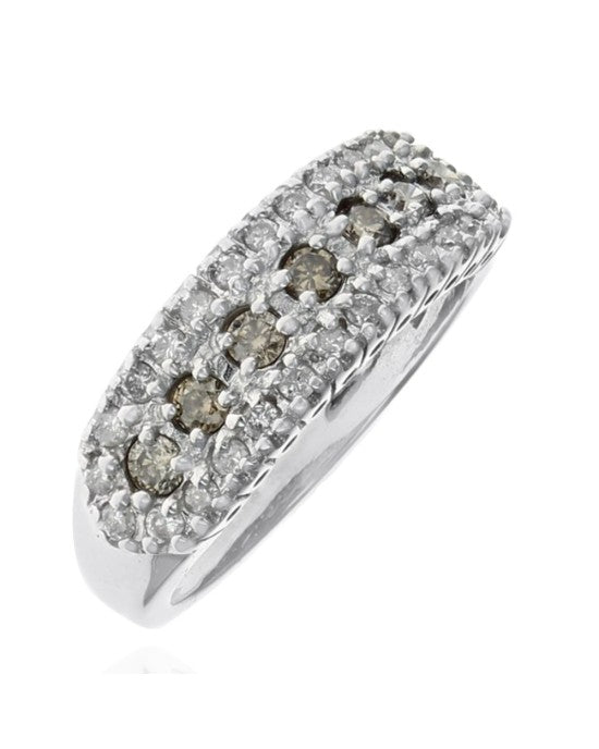 3-Row Diamond Tapered Band in White Gold