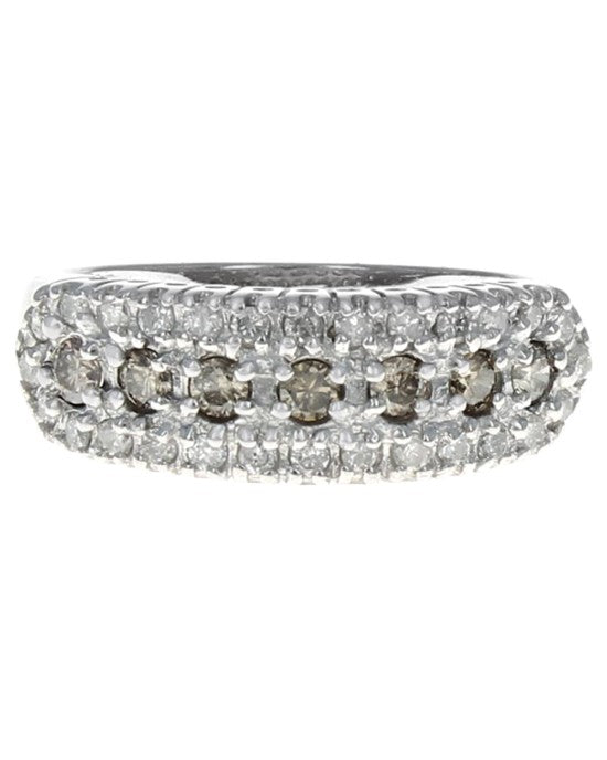 3-Row Diamond Tapered Band in White Gold