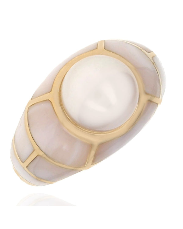 Blister Pearl and Mother of Pearl Dome Ring