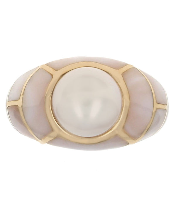 Blister Pearl and Mother of Pearl Dome Ring