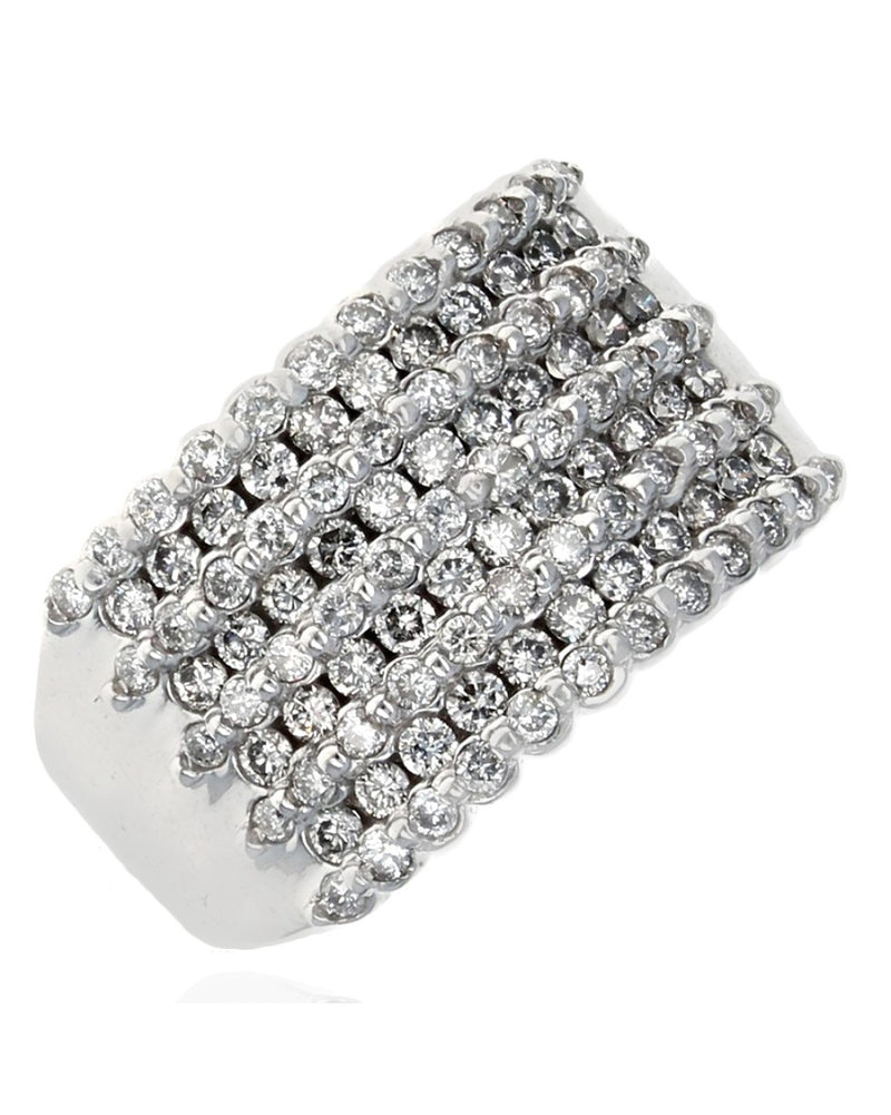 9 Row Diamond Tapered Ring in White Gold