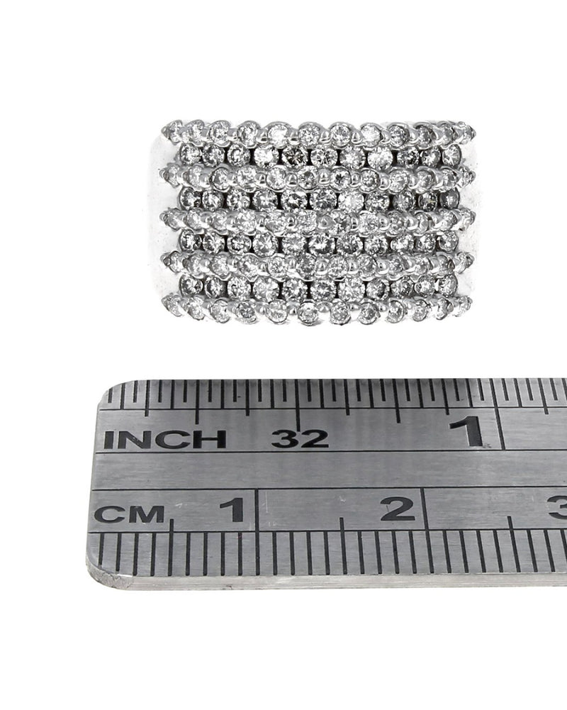 9 Row Diamond Tapered Ring in White Gold