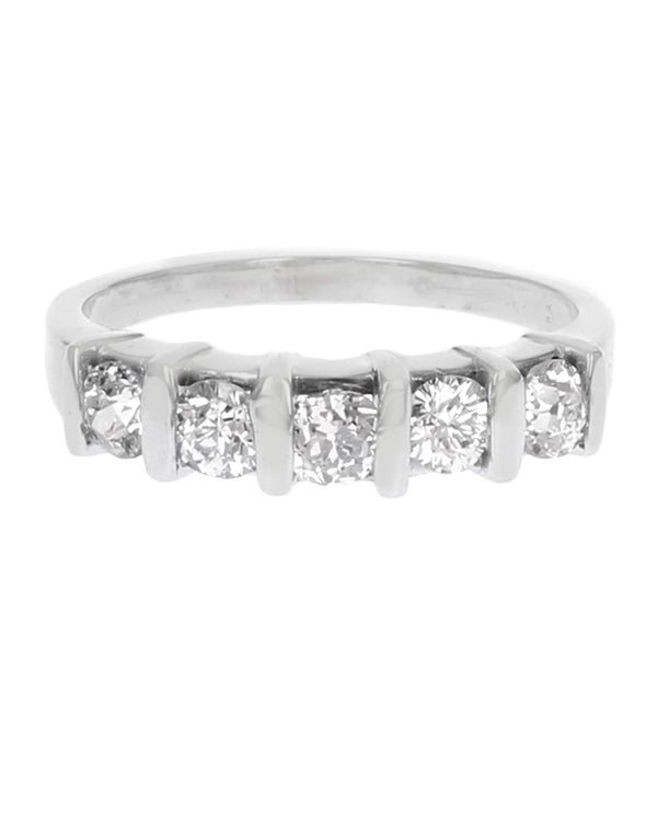 5 Stone Diamond Wedding Band in White Gold