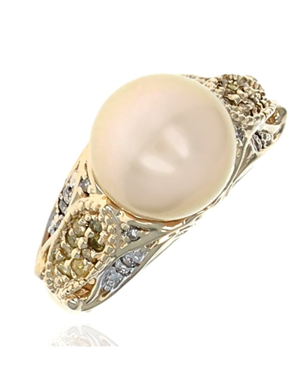 Na Hoku South Sea Pearl and White and Yellow Diamond Ring