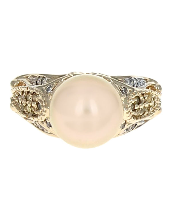 Na Hoku South Sea Pearl and White and Yellow Diamond Ring