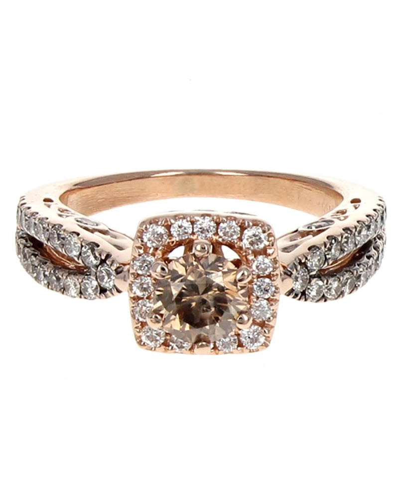 Diamond Square Halo Engagement Ring in Rose Gold