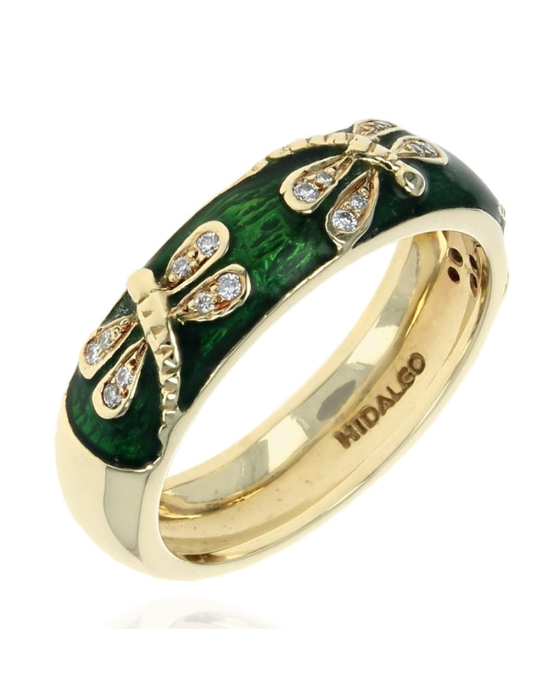 Hidalgo Diamond and Green Enamel Dragonfly Band