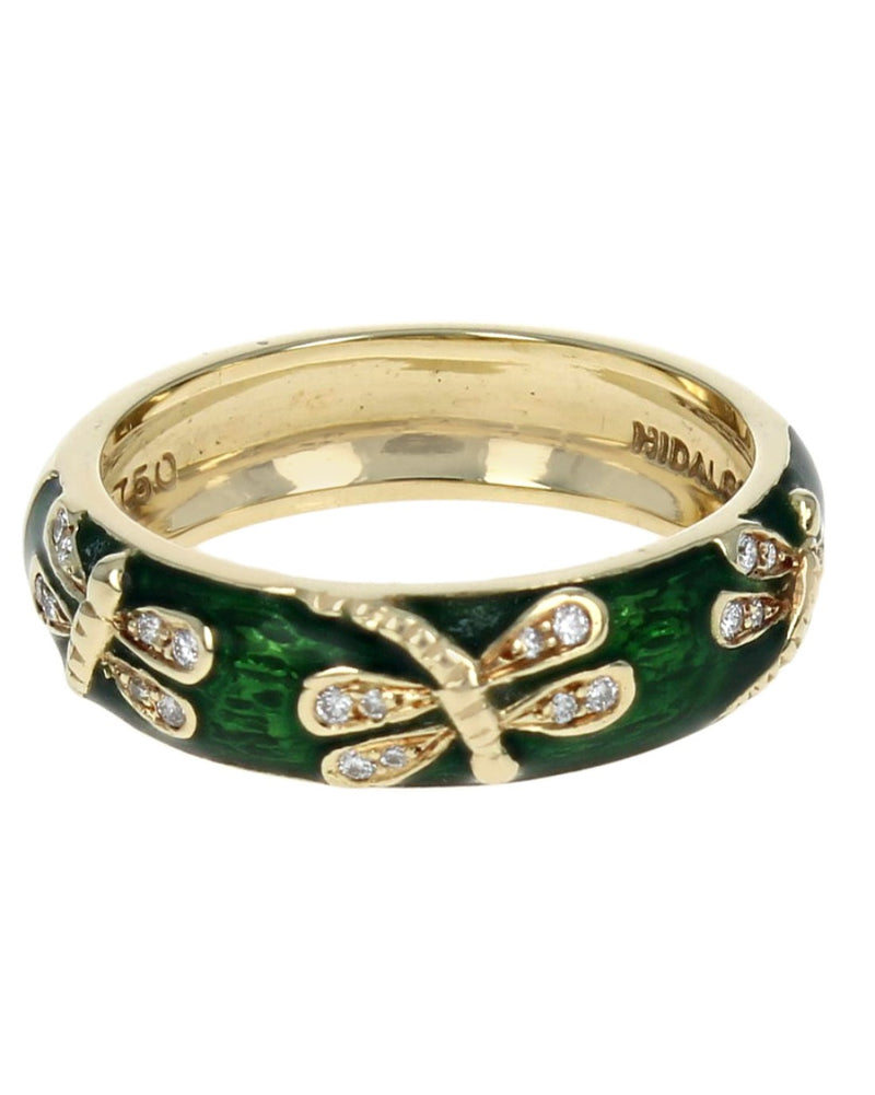 Hidalgo Diamond and Green Enamel Dragonfly Band