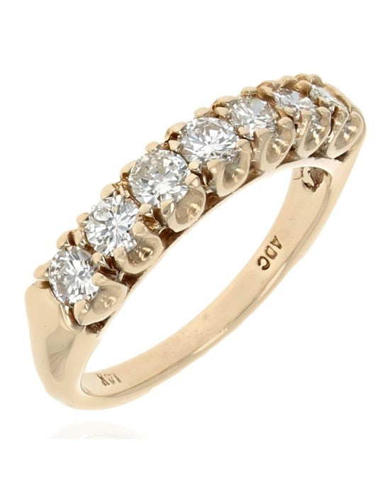 Diamond Scallop Edge Ring in Yellow Gold