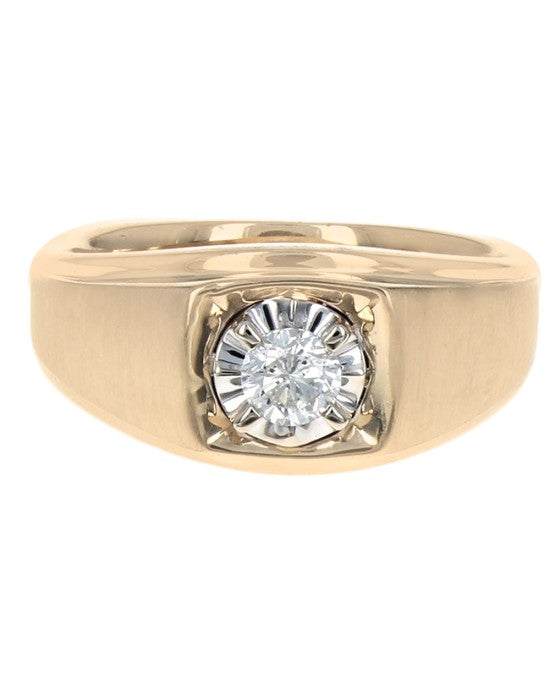 Gentlemen's Diamond Solitaire Ring in Yellow Gold