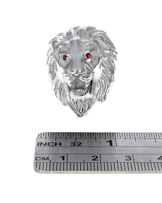 Lion Head Ring with Ruby Eyes