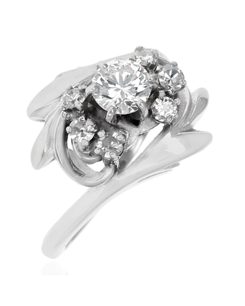 Diamond Bypass Foliate Ring