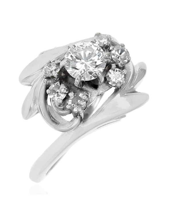 Diamond Bypass Foliate Ring