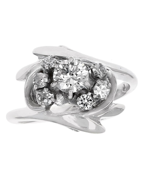 Diamond Bypass Foliate Ring