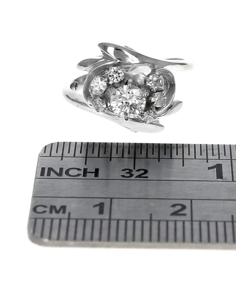 Diamond Bypass Foliate Ring