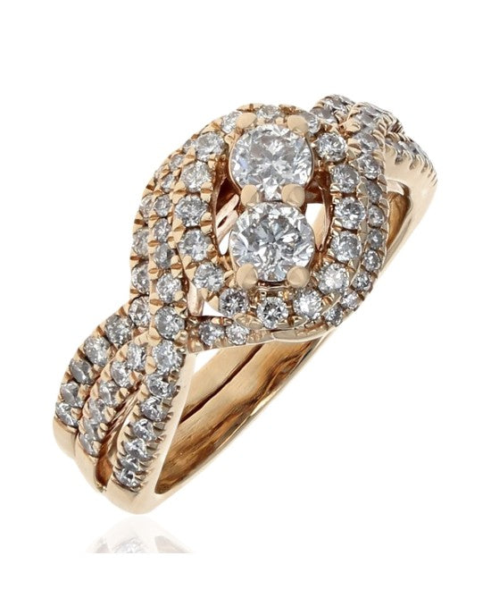 Diamond Crossover Wedding Ring in Yellow Gold