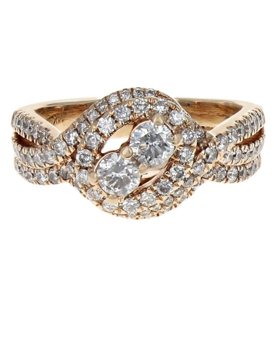 Diamond Crossover Wedding Ring in Yellow Gold