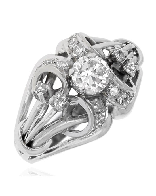 Diamond Open Ribbon Ring in White Gold