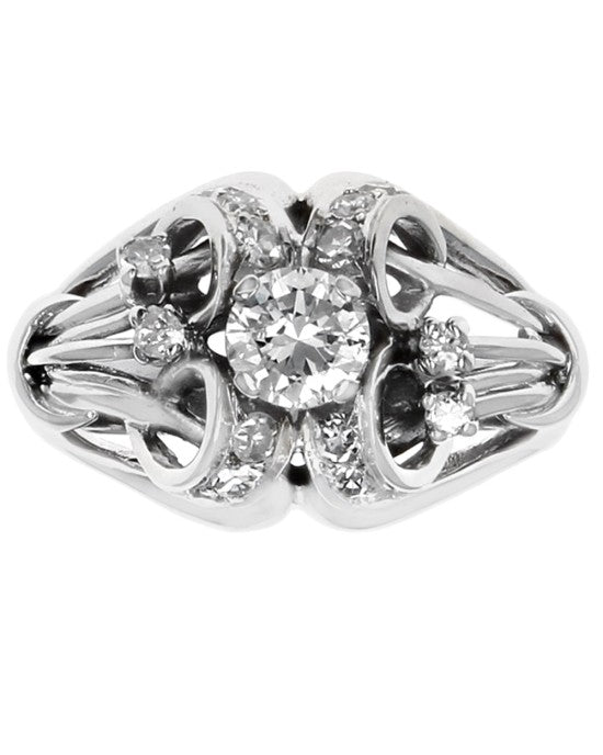 Diamond Open Ribbon Ring in White Gold