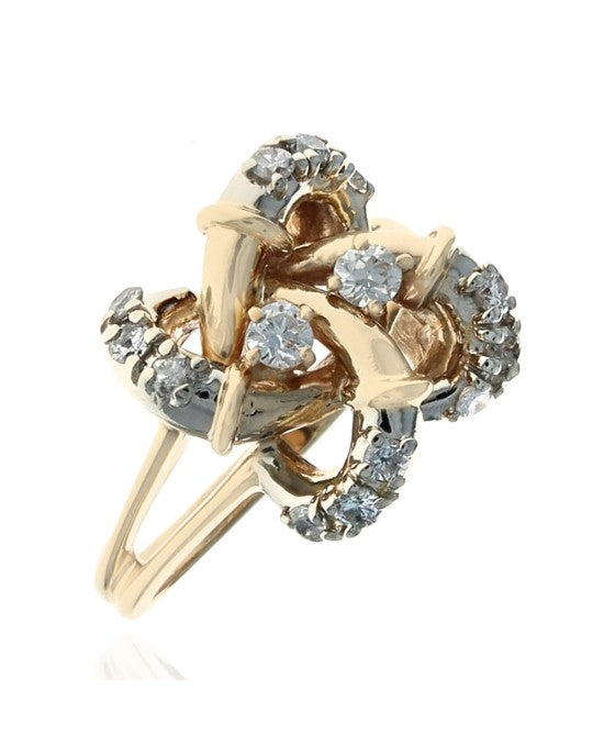 Diamond Swirl Crossover Ring