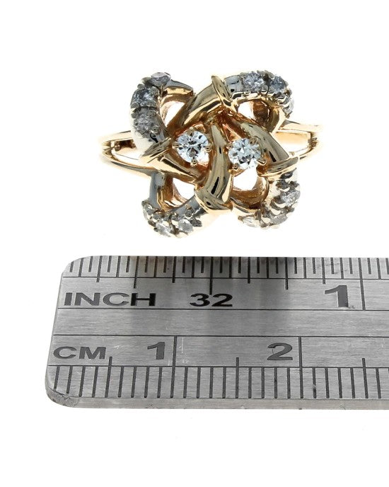 Diamond Swirl Crossover Ring
