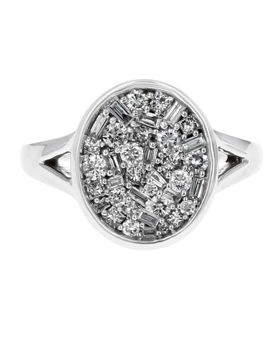 Mixed Cut Diamond Oval Top Ring
