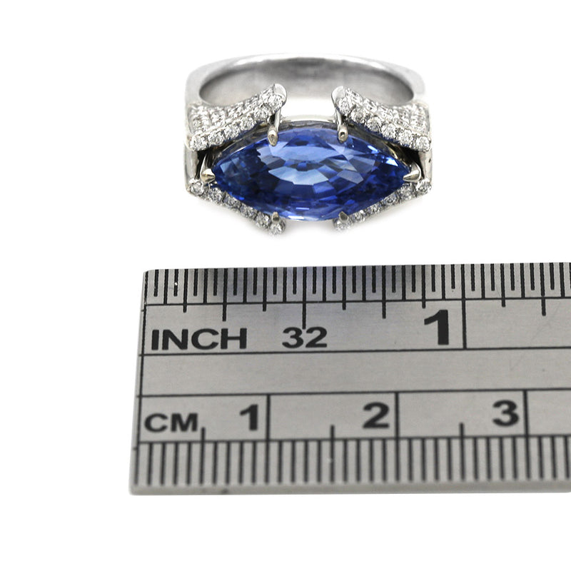 GIA Certified Blue Sapphire Ring in 18KW