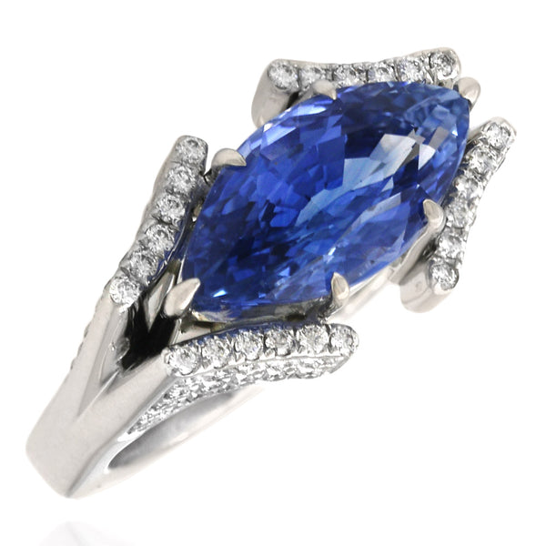 GIA Certified Blue Sapphire Ring in 18KW