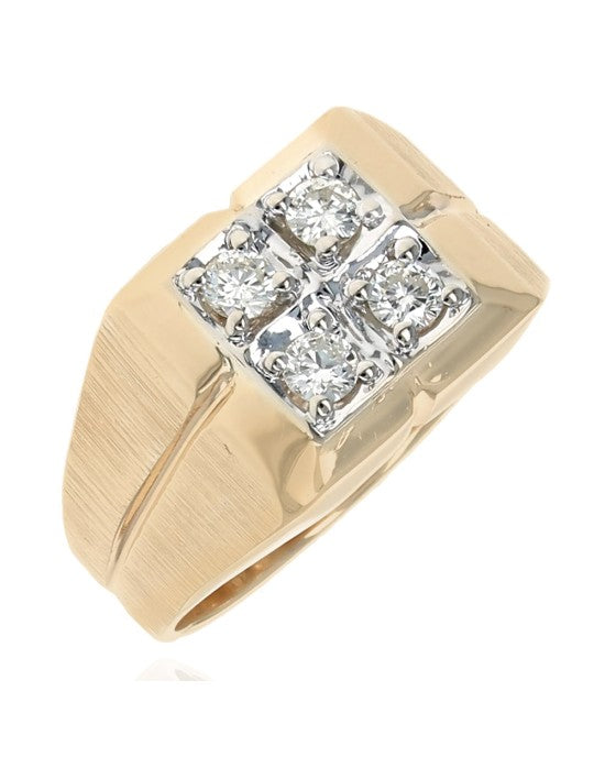 Gentlemans Diamond Square Top Ring