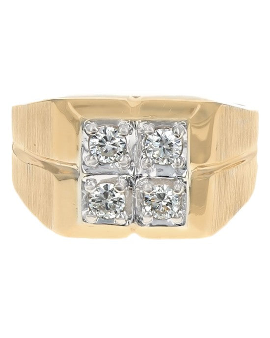 Gentlemans Diamond Square Top Ring