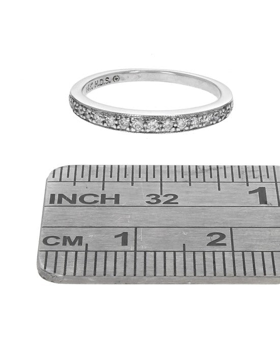 Diamond Milgrain Accent Tapered Band in White Gold