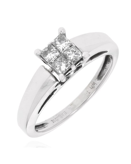 Diamond Cathedral Style Engagement Ring in White Gold