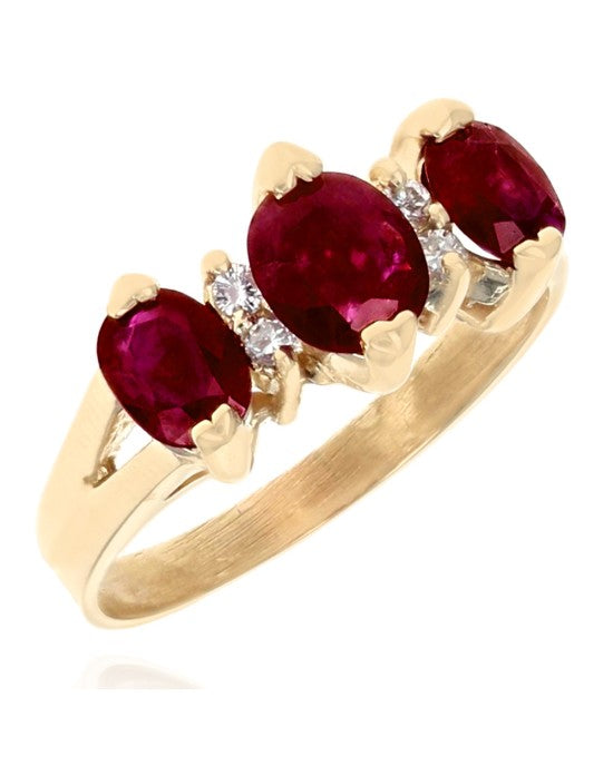 Ruby and Diamond Accent Ring in Yellow Gold