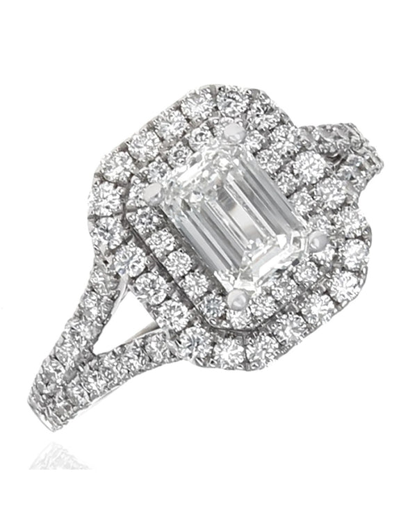 GIA Certified Emerald Cut Diamond Solitaire Ring in 18KW