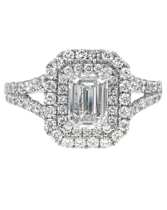 GIA Certified Emerald Cut Diamond Solitaire Ring in 18KW