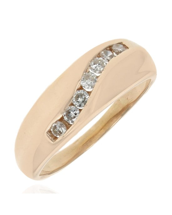 Diagonal Channel Set Diamond Tapered Ring in Yellow Gold – E.D ...
