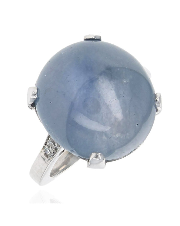 Blue Star Sapphire and Diamond Accent Ring