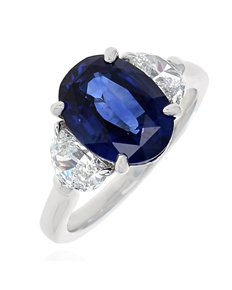 GIA Certified Madagascar Blue Sapphire and diamond ring