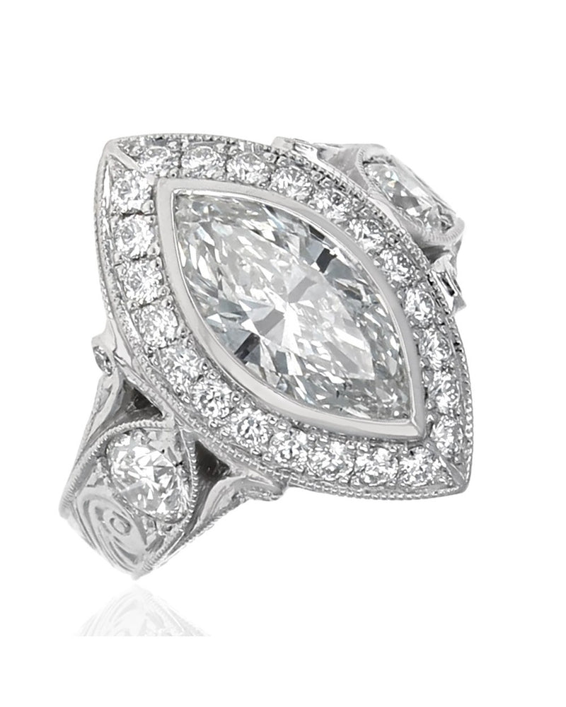 GIA Certified Marquise Cut Diamond Solitaire Ring in Platinum